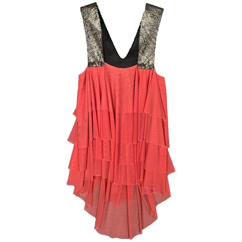 Leal Daccarett Layered Tiered Mesh Top Women's 6 Party Luxury Whimsical Sequined